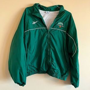 Reebok Vintage 90s Marshall Thundering Herd XL Wind Breaker Jacket Emerald Green